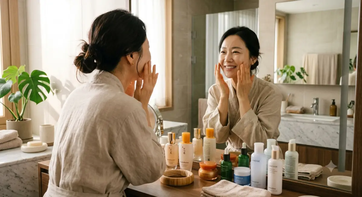피부관리하는 여자 이미지