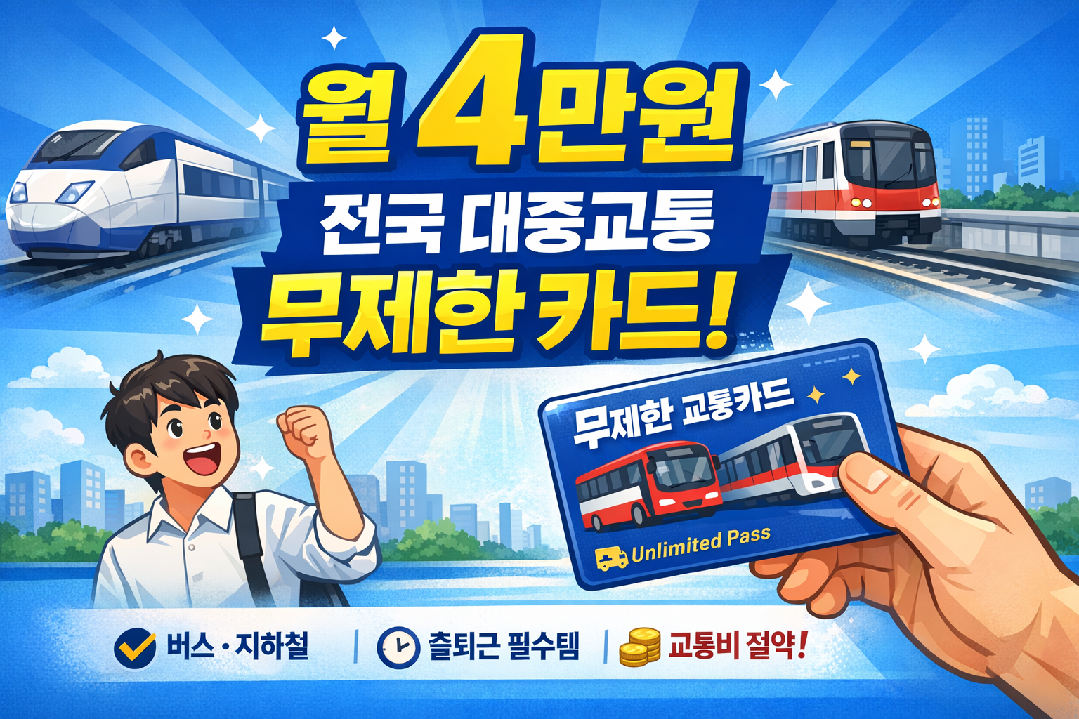 월 4만원 전국 무제한 대중교통 카드