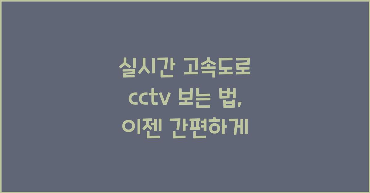 실시간 고속도로 cctv 보는 법