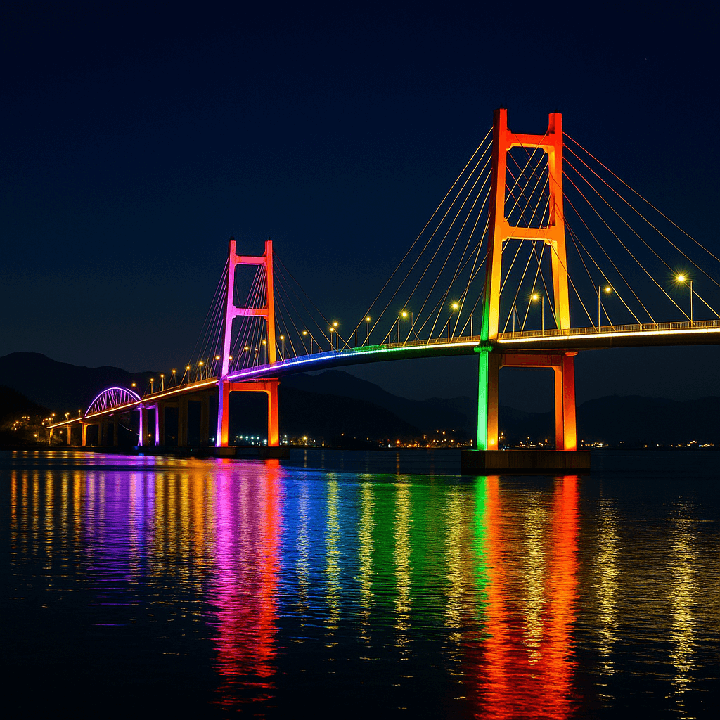 빛으로 물든 남해의 밤, 사천 삼천포대교의 가을 야경 여행