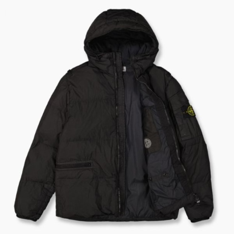 STONE ISLAND 스톤 아일랜드 22FW 스톤아일랜드 크링클랩스 후드 다운 패딩자켓 7715 40223