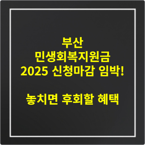 부산 민생회복지원금 2025 신청마감 임박! 놓치면 후회할 혜택