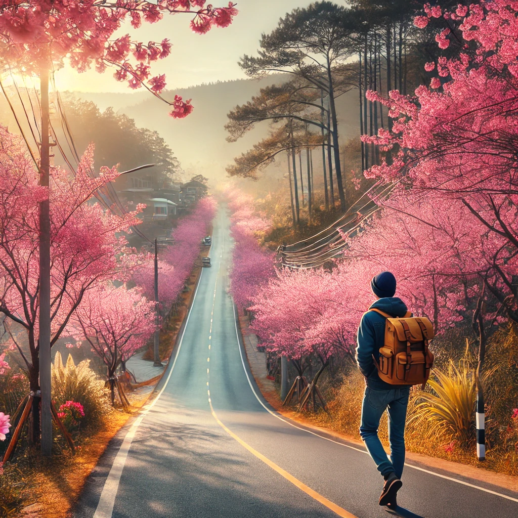 동남아 길을 걷고있는 사진