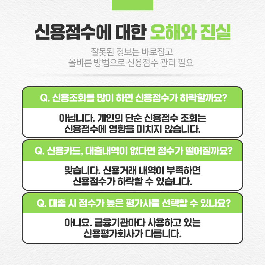 신용점수에 대한 오해와 진실