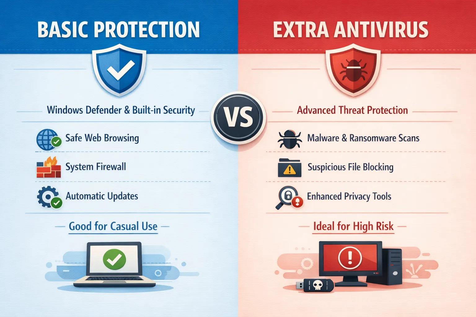 백신 프로그램 필요성 (윈도우 디펜더, 보안 습관, 악성코드 차단)
