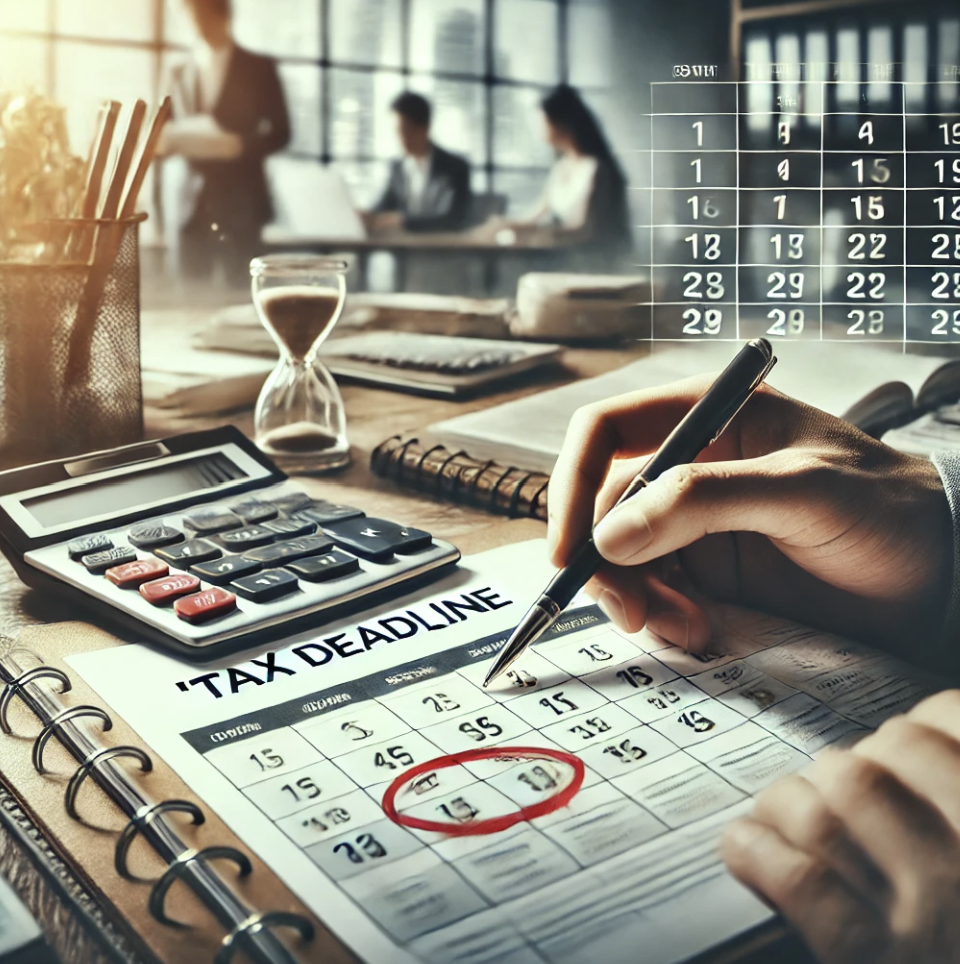 달력에 세금납부기한을 체크하는 모습