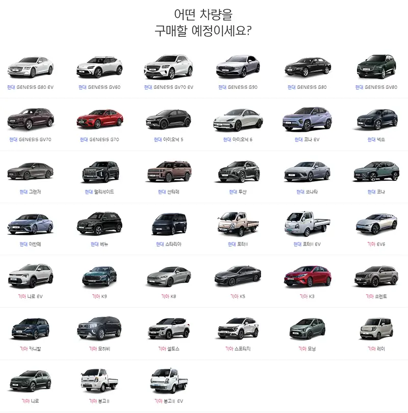 현대기아차 차량 모델