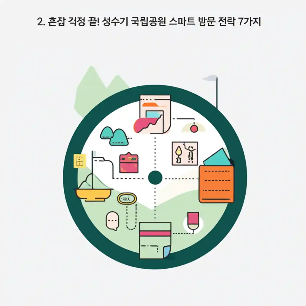 성수기 국립공원 스마트 방문 전략으로 혼잡 없이 여유롭게 자연을 즐기는 모습.