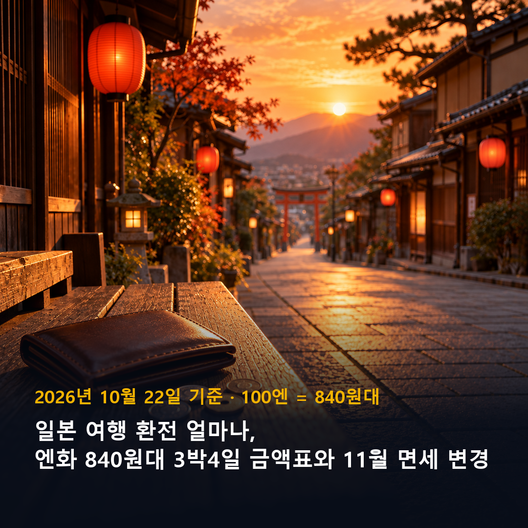 일본 여행 환전 얼마나 엔화 840원대 표지