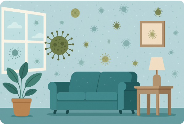 실내 공기에 떠다니는 곰팡이 포자