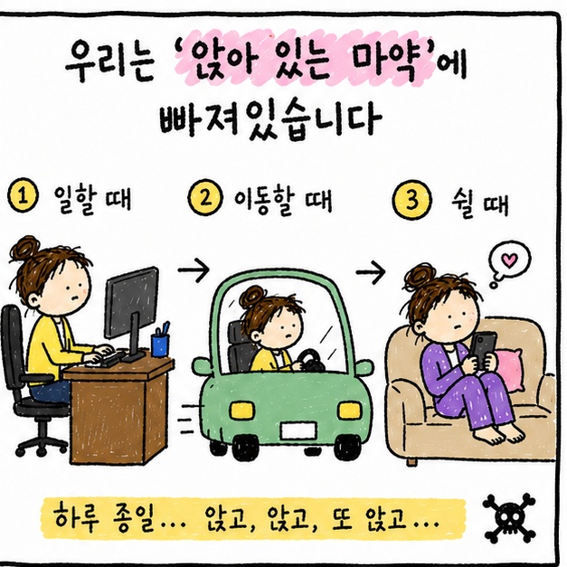 운동해도 변화가 더딘 이유, 오래 앉아 있는 습관 (1)