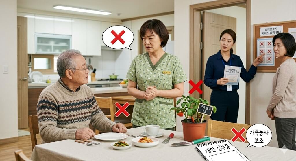 재가요양 서비스 범위 외 요청시 트러블 이미지