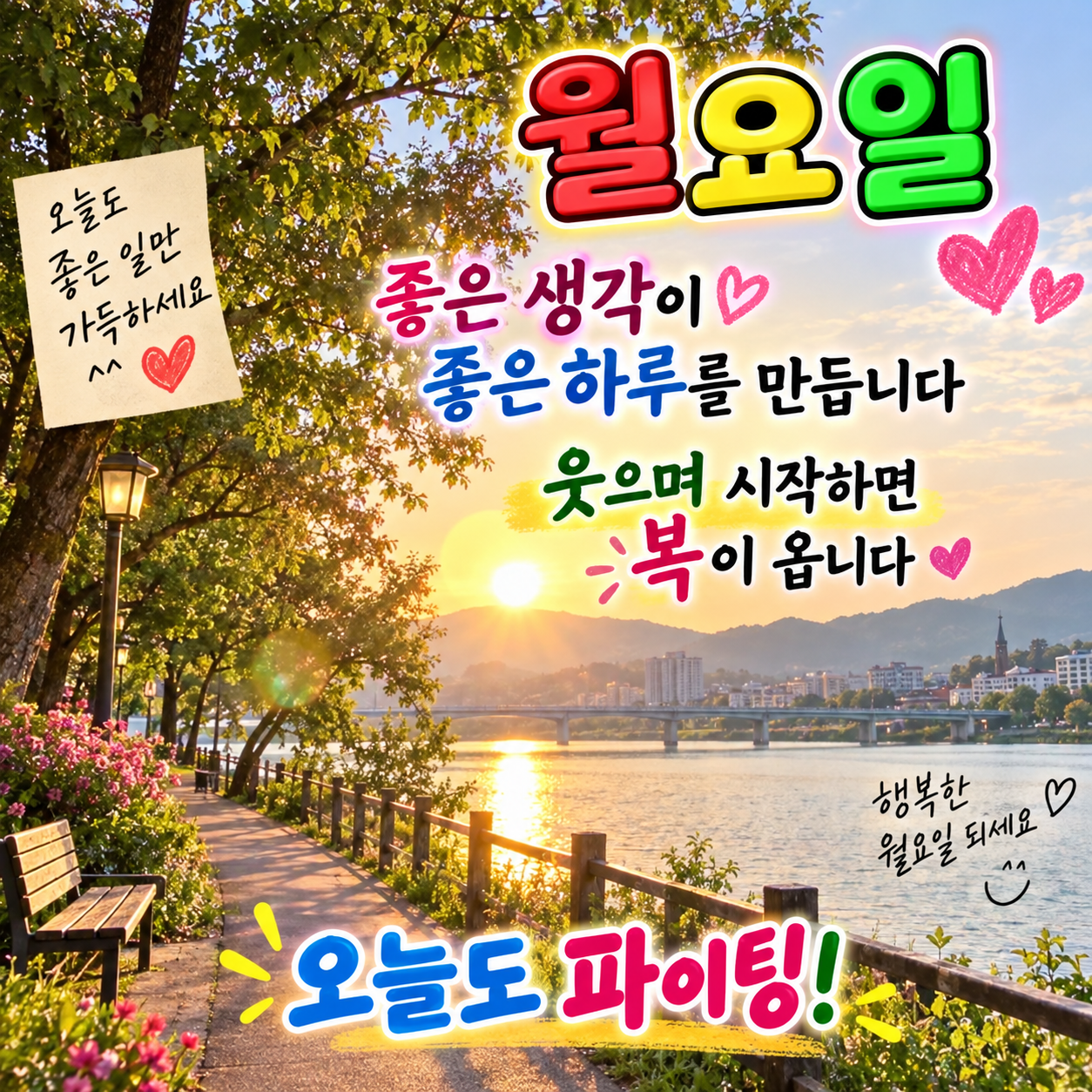 좋은 생각과 미소를 전하는 월요일 인사 이미지
