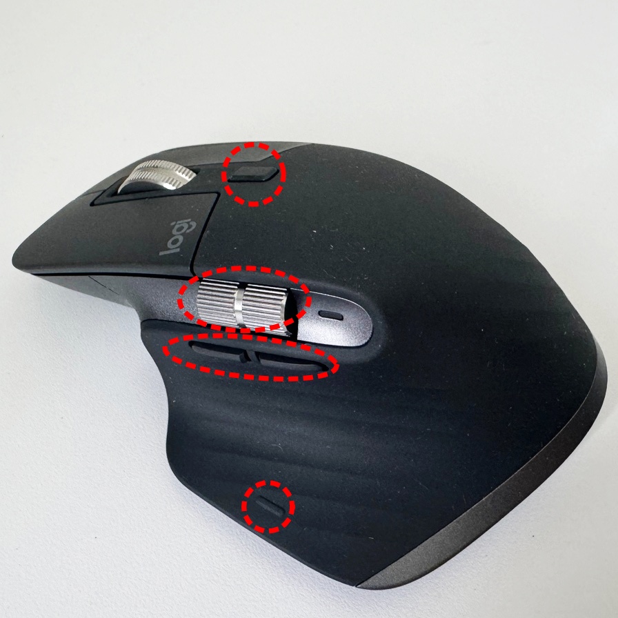 MX Master 3S 추가 버튼 위치 엄지 휠 제스처 버튼