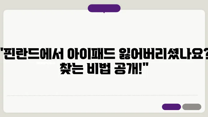 핀란드에서 아이패드를 잃어버렸을 때 찾은 방법 분실물, 분실물 센터, 분실물 찾는 법