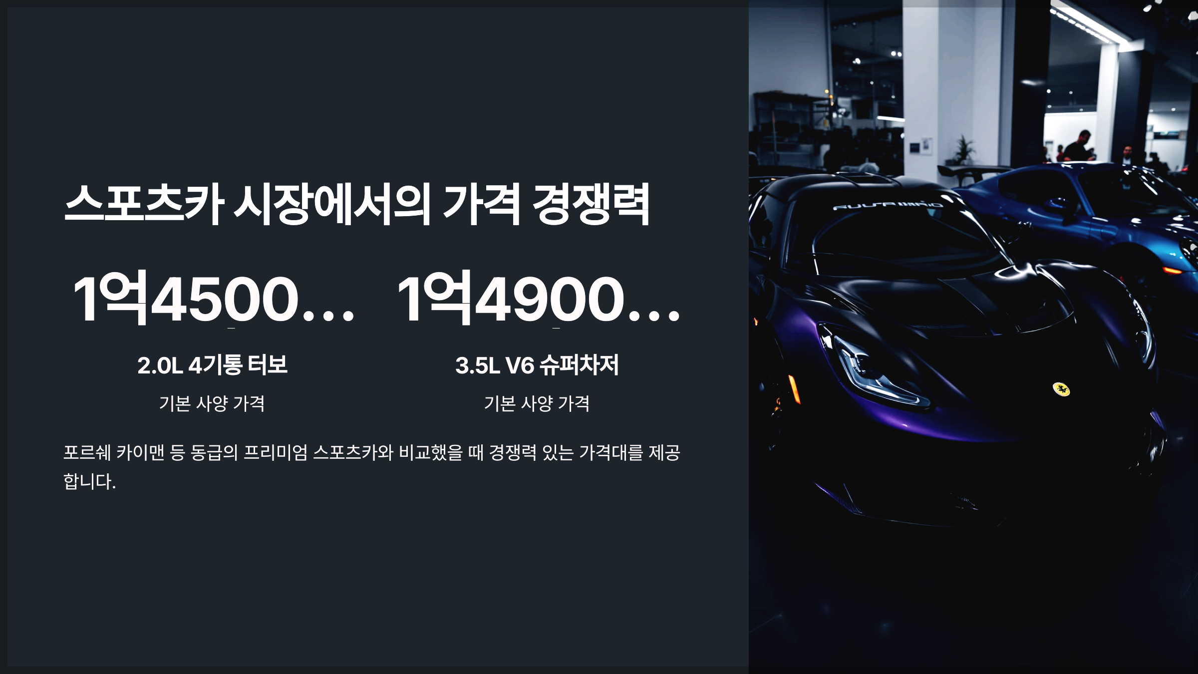 스포츠카 시장에서의 가격 경쟁력