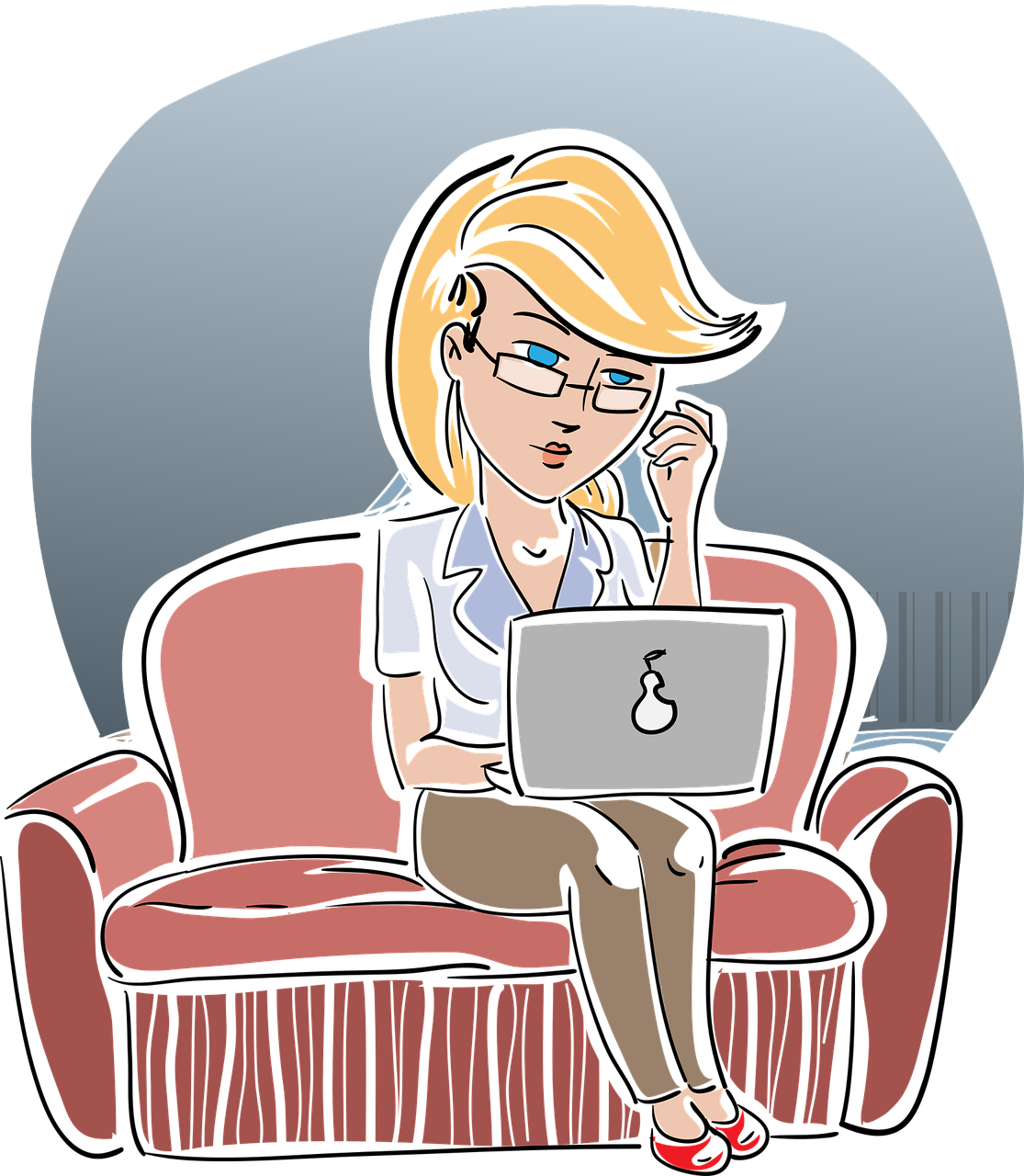 노트북하고있는 여자