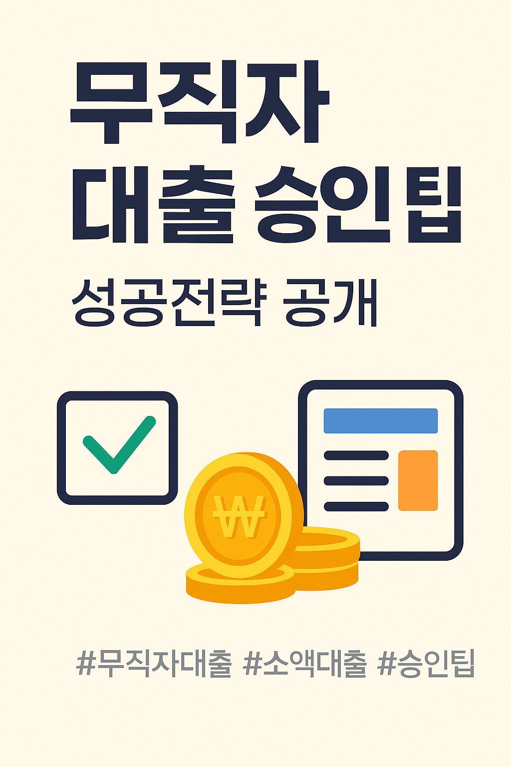 무직자 대출 승인 팁과 성공전략을 안내하는 금융 인포그래픽 이미지