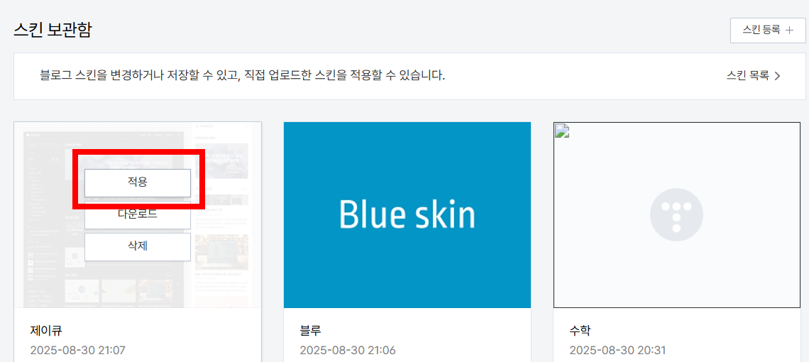 티스토리 스킨 적용