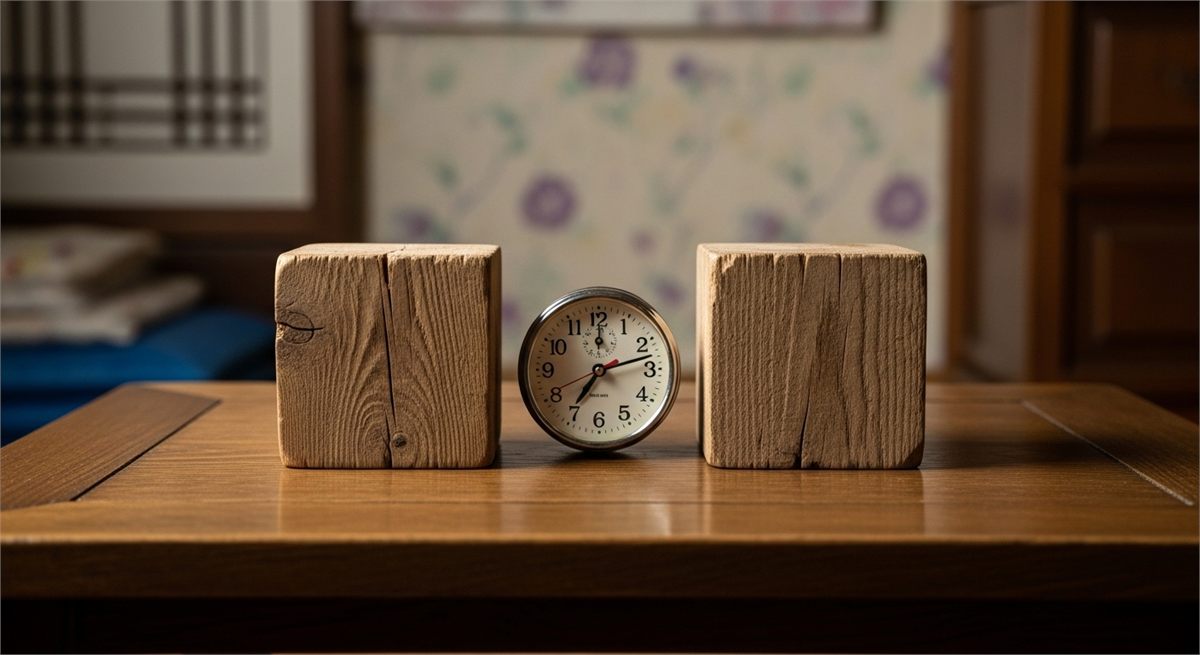 정년과 연금 시작 사이 간격을 상징하는 시계와 블록 장면