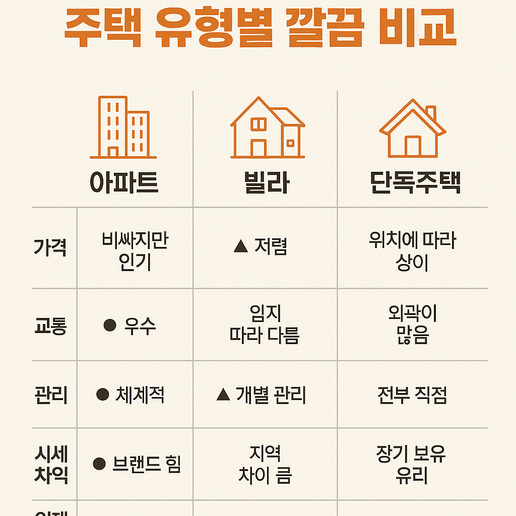 아파트 vs 빌라 vs 단독주택