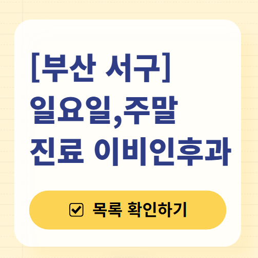 부산 서구 일요일 문 여는 이비인후과 목록 ❘ 토요일 공휴일 주말 야간 병원 찾기
