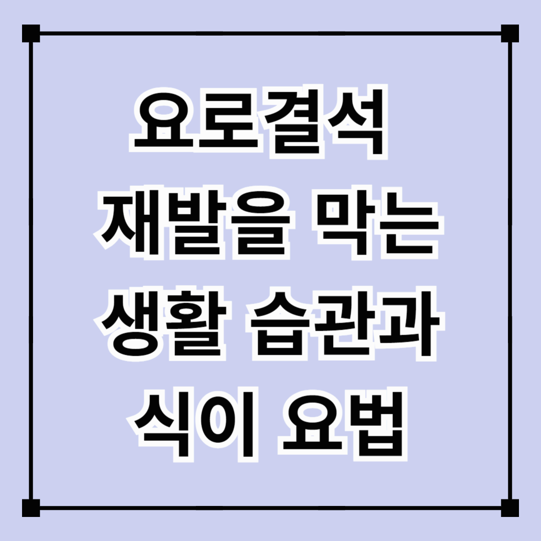 요로결석 재발을 막는 생활 습관과 식이 요법