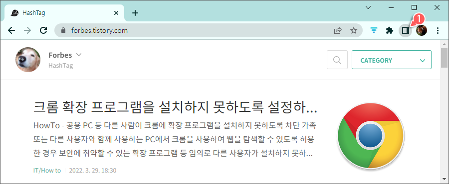 측면 패널 표시 아이콘