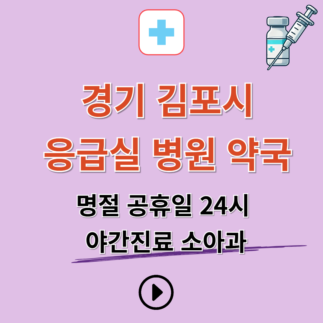 김포시 응급실 병원 약국 찾기 (명절 공휴일 24시 야간진료 소아과)