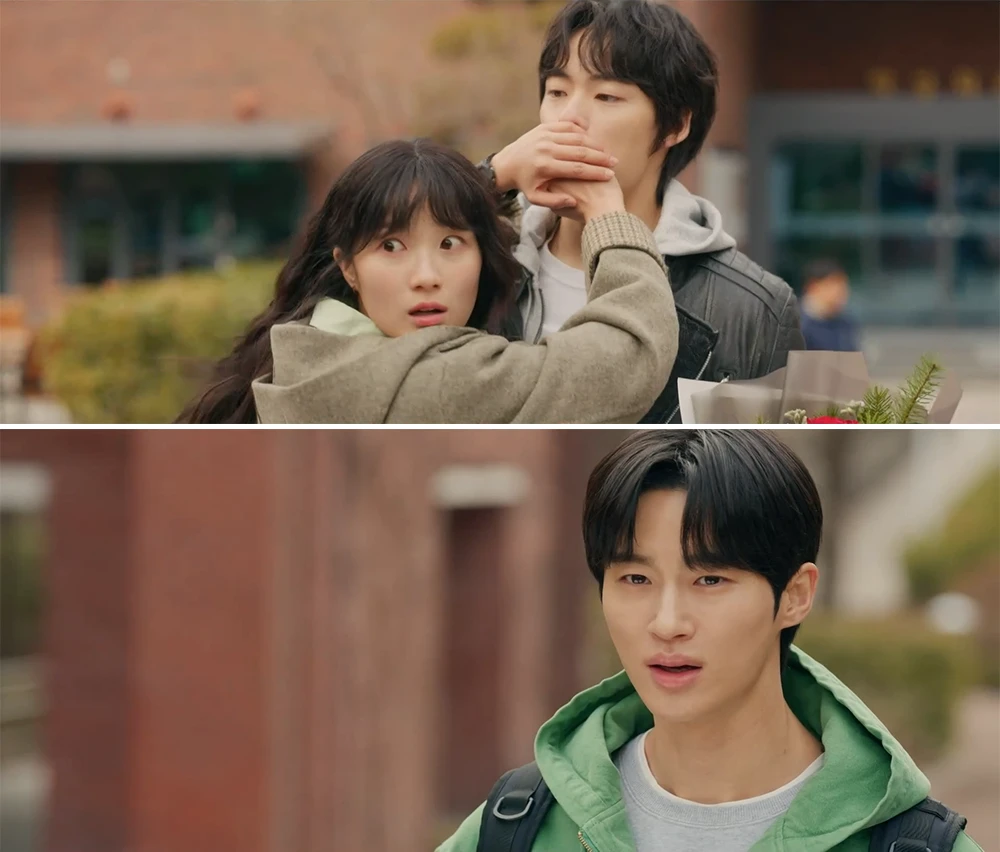 학교로-찾아온-태성을-만나고-있는-솔이를-보고-질투하는-선재