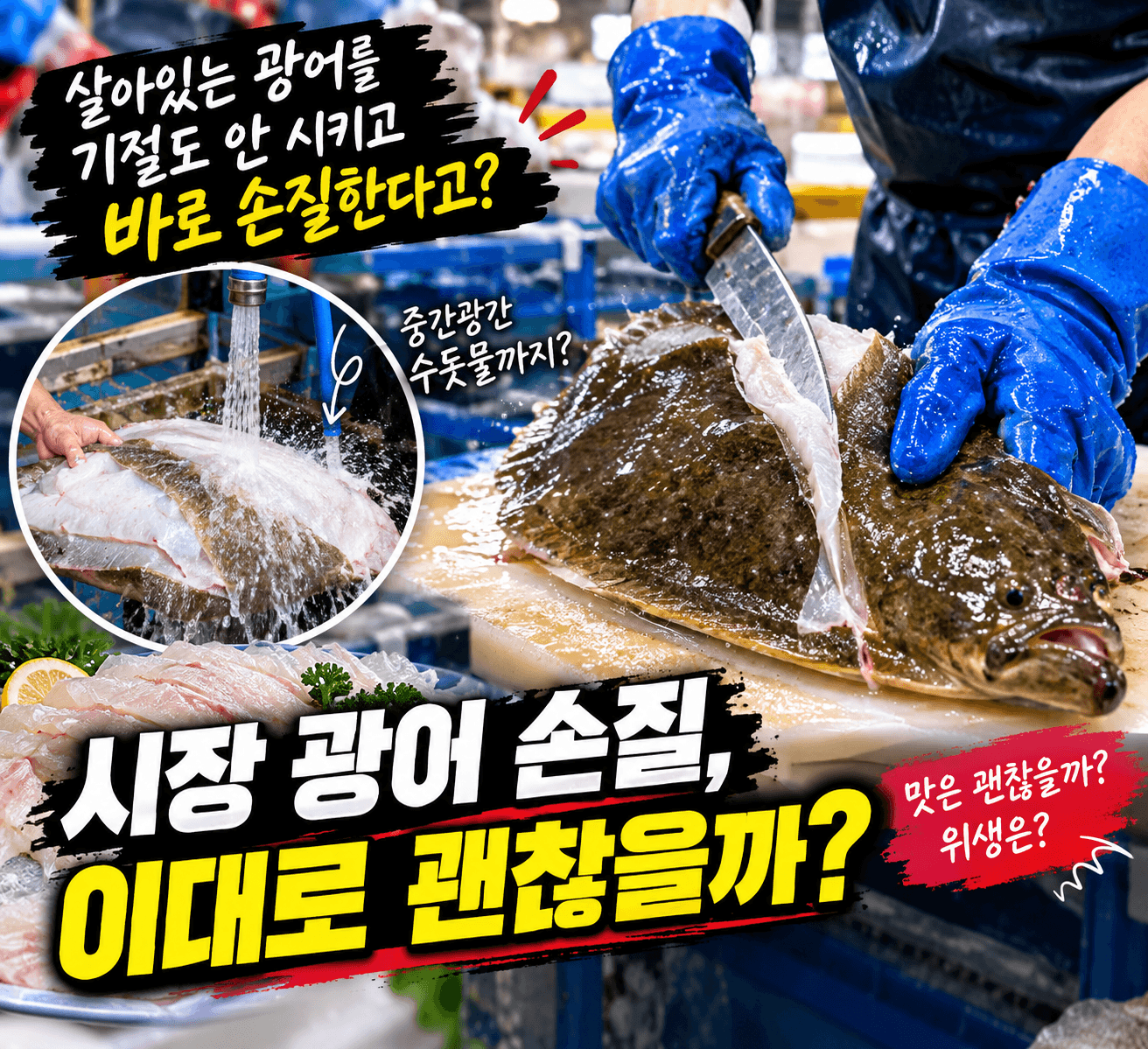 수산시장 광어회 손질