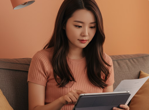 식이섬유 많은 음식 등에 대해 자료를 검색하는 모습 1