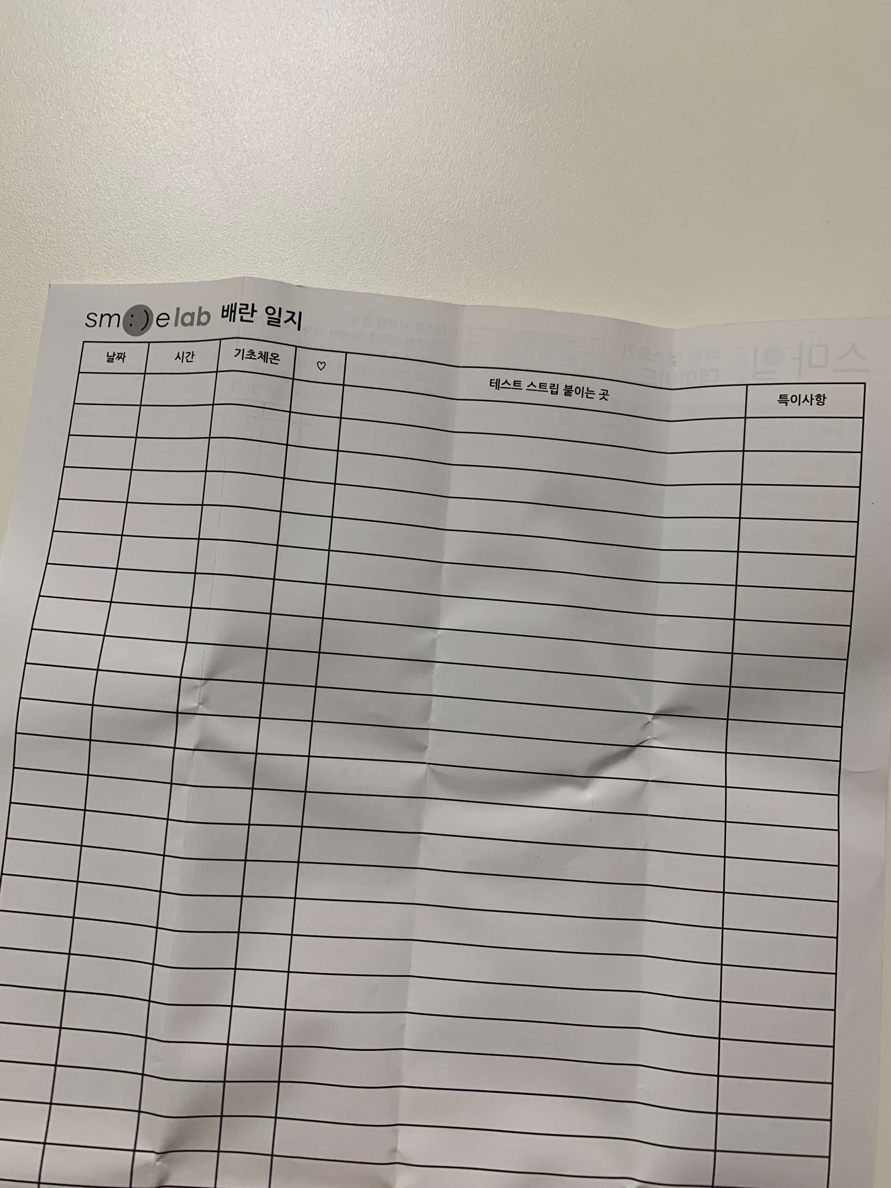 스마일 배테기 기록지