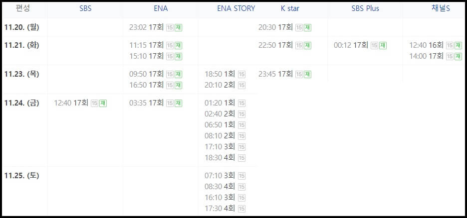 7인의 탈출 이번주 재방송시간