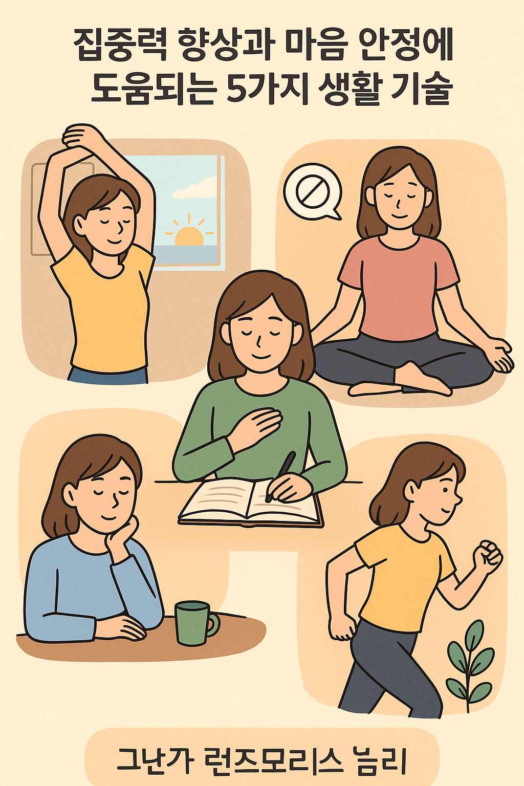 집중력 향상과 마음 안정에 도움되는 5가지 생활 기술