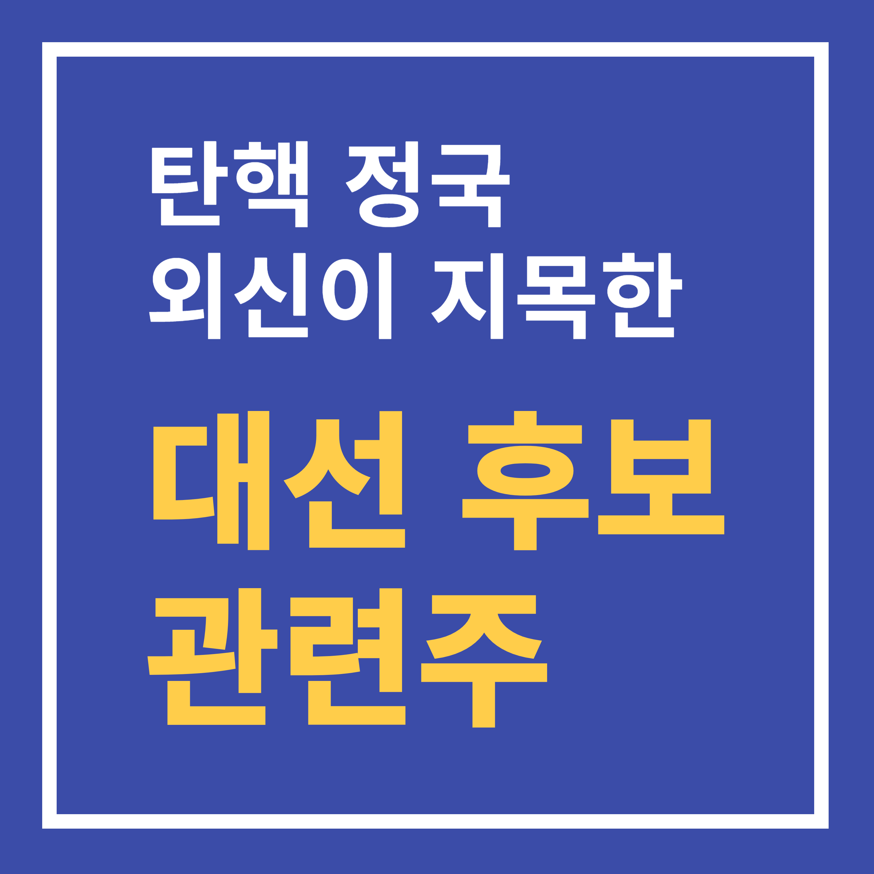 탄핵정국 대선후보 관련주(테마주)