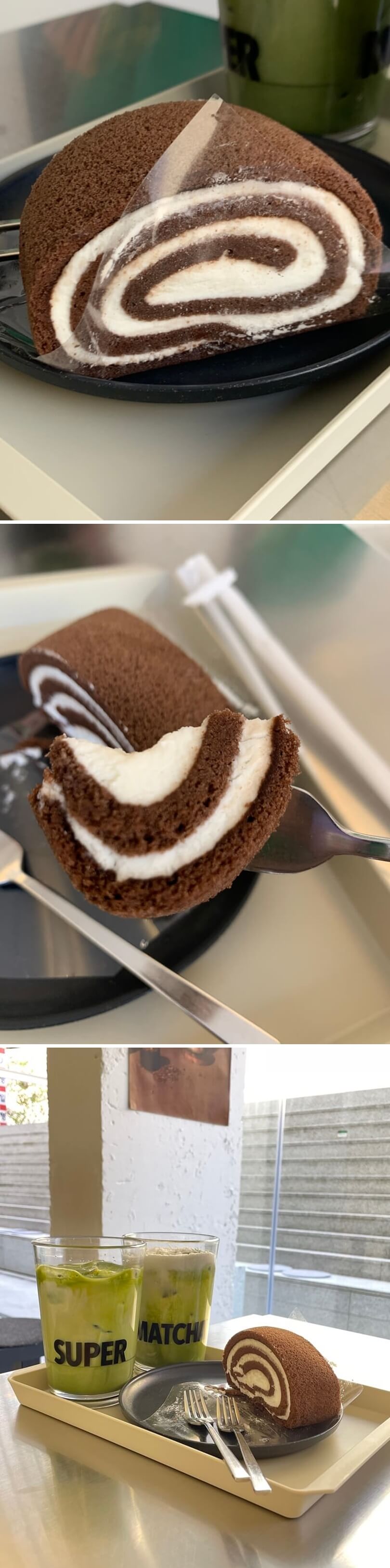 초코 롤케이크 근접사진