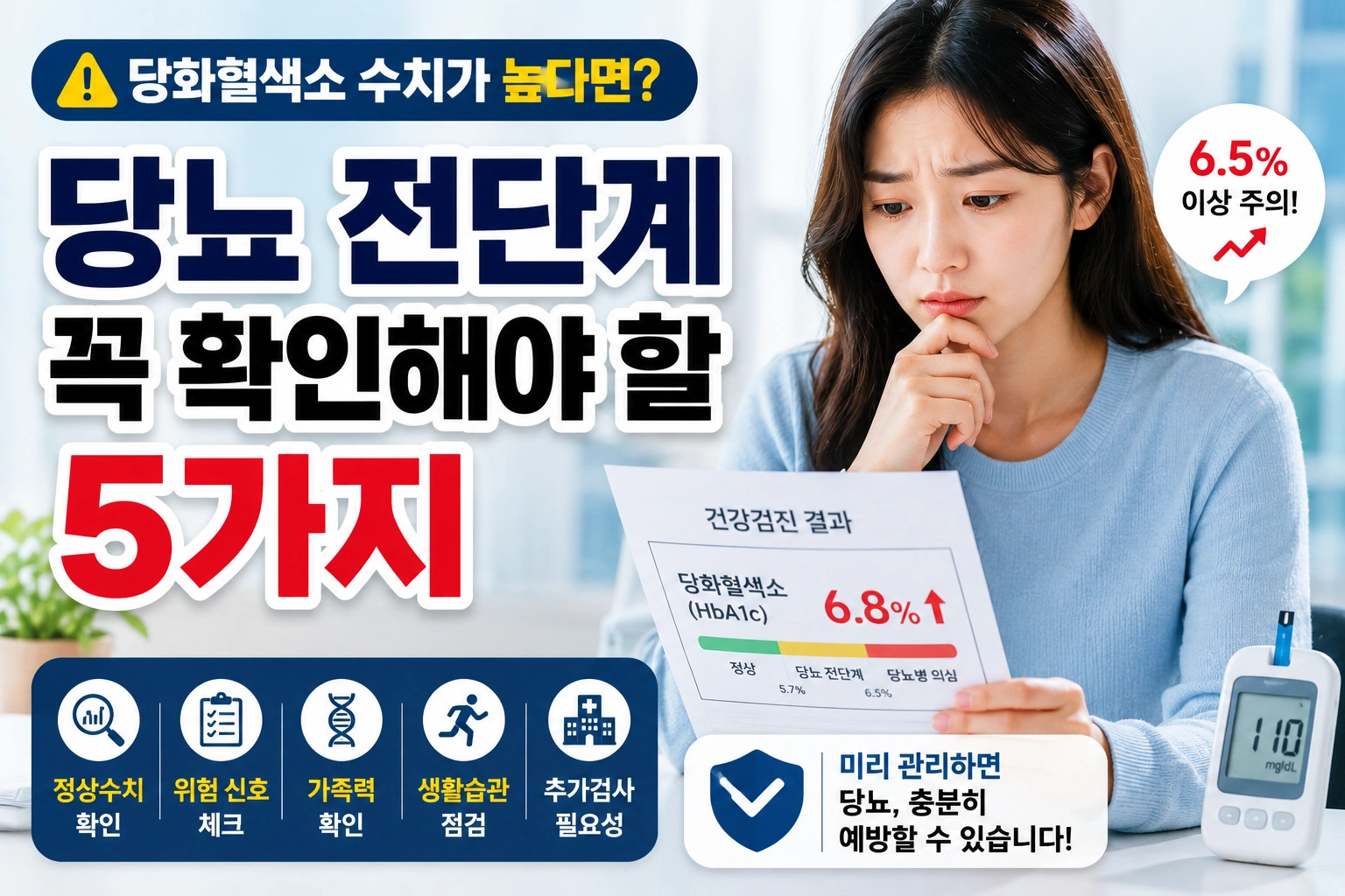 당화혈색소 수치가 높다면 당뇨 전단계일 수 있습니다｜꼭 확인해야 할 5가지