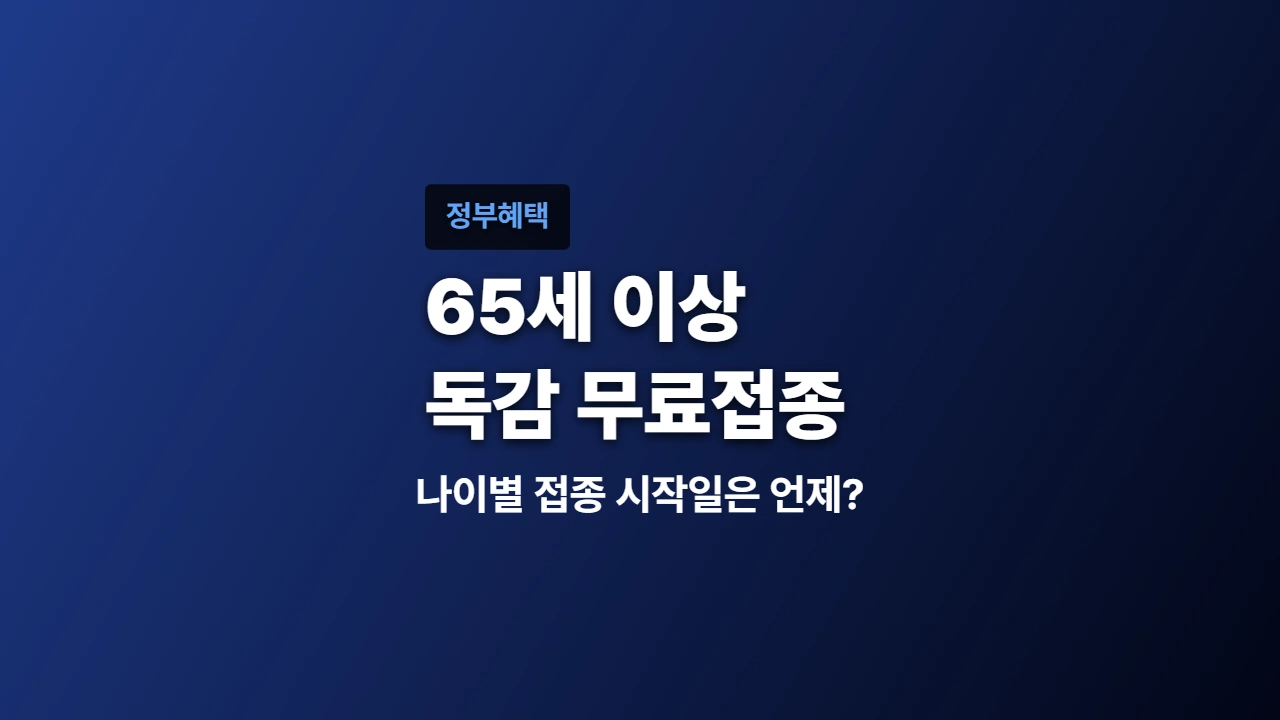 2026 65세 이상 독감 무료접종, 나이별 접종 시작일은 언제?