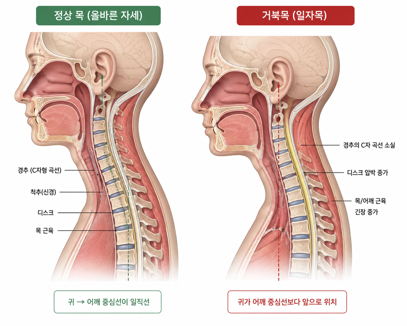 거북목과 정상목과의 비교