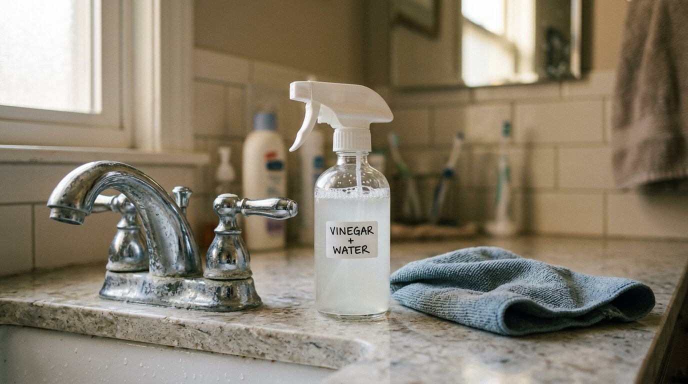 식초 청소 올바른 방법 스프레이 수도꼭지 석회질 제거