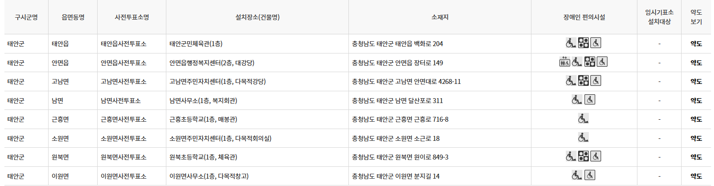태안군 대통령선거 사전투표 투표장소 투표소 위치 투표 방법