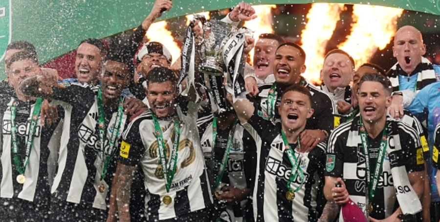 쿠팡플레이 시리즈에서 토트넘과 맞대결할 뉴캐슬 유나이티드. 사진은 카라바오컵 우승 장면