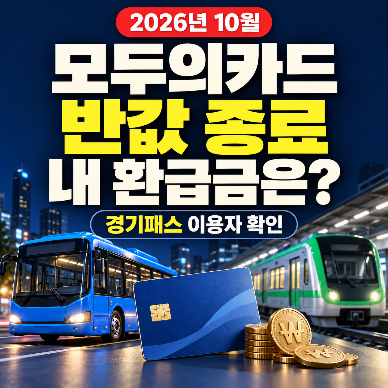 모두의카드 10월 환급 변경 2026｜반값 종료 후 경기패스 얼마나 줄어들까?