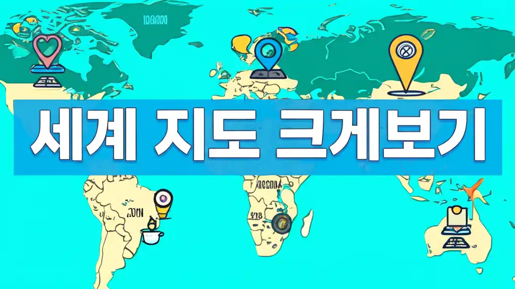 세계 지도를 크게 볼 수 있는 방법에 대한 안내 이미지