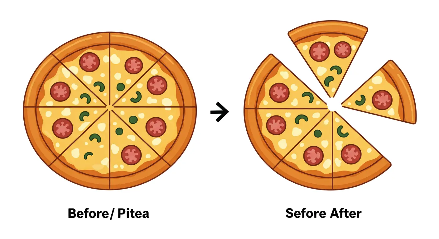 자사주 매입으로 유통 주식 수가 줄어들어 주당 가치가 상승하는 원리를 피자 비유로 설명