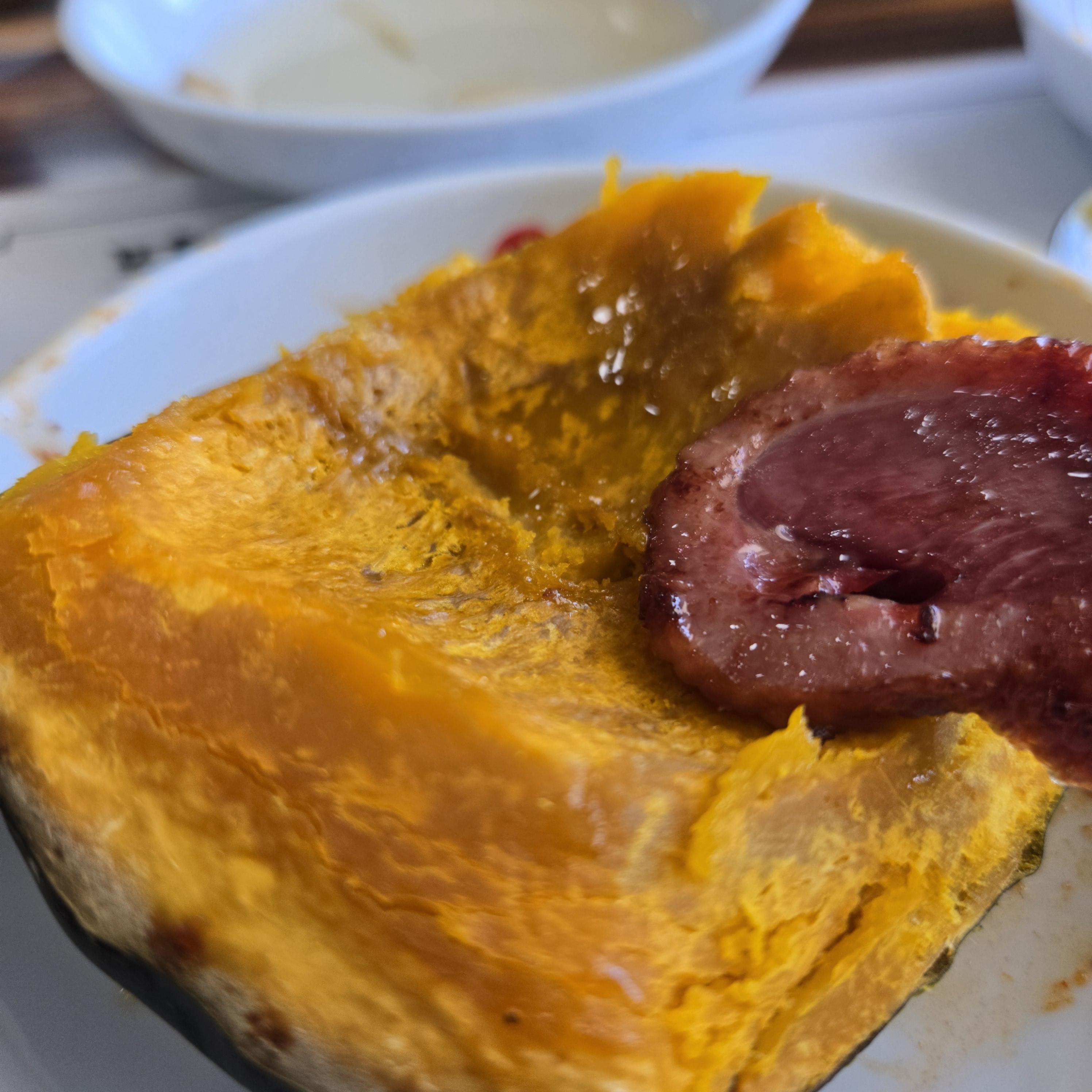 포전 호박꽃 삶은 호박, 오리구이 사진