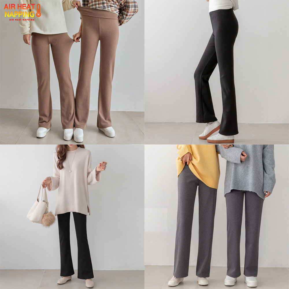 겨울 여성 기모 벨벳 융안감 와이드바지 부츠컷슬랙스 하이웨스트 기모바지 팬츠