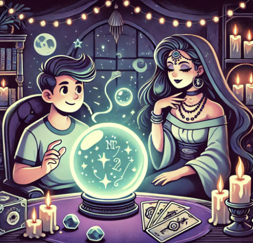 운세를 알아보는 모습