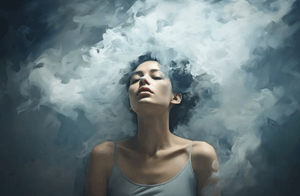 안개속의-명상하는-여자사진